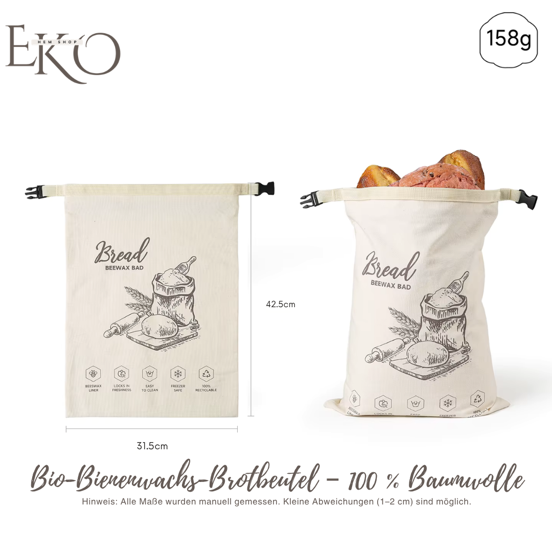 Bio-Bienenwachs-Brotbeutel – 100 % Baumwolle