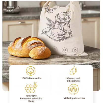 Bio-Bienenwachs-Brotbeutel – 100 % Baumwolle