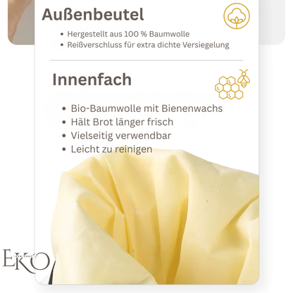 Bio-Bienenwachs-Brotbeutel – 100 % Baumwolle