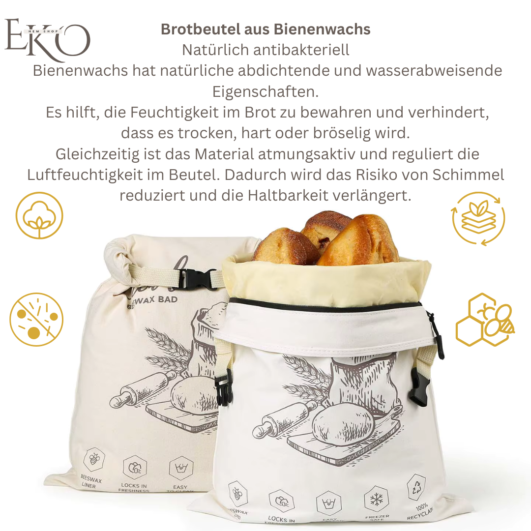 Bio-Bienenwachs-Brotbeutel – 100 % Baumwolle