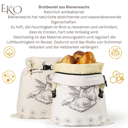 Bio-Bienenwachs-Brotbeutel – 100 % Baumwolle