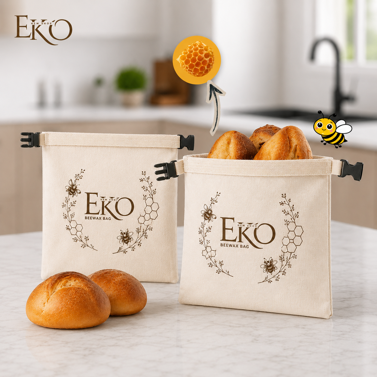 Mini Bienenwachs-Brotbeutel (20x20 cm)